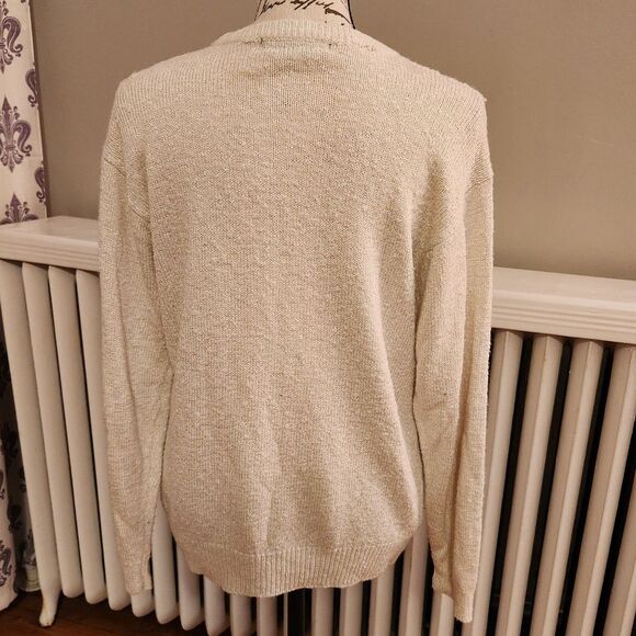 Vintage Capriccio Floral Embroidered Grandma Sweater Cream Boho Cottagecore Sz M - Picture 2 of 10